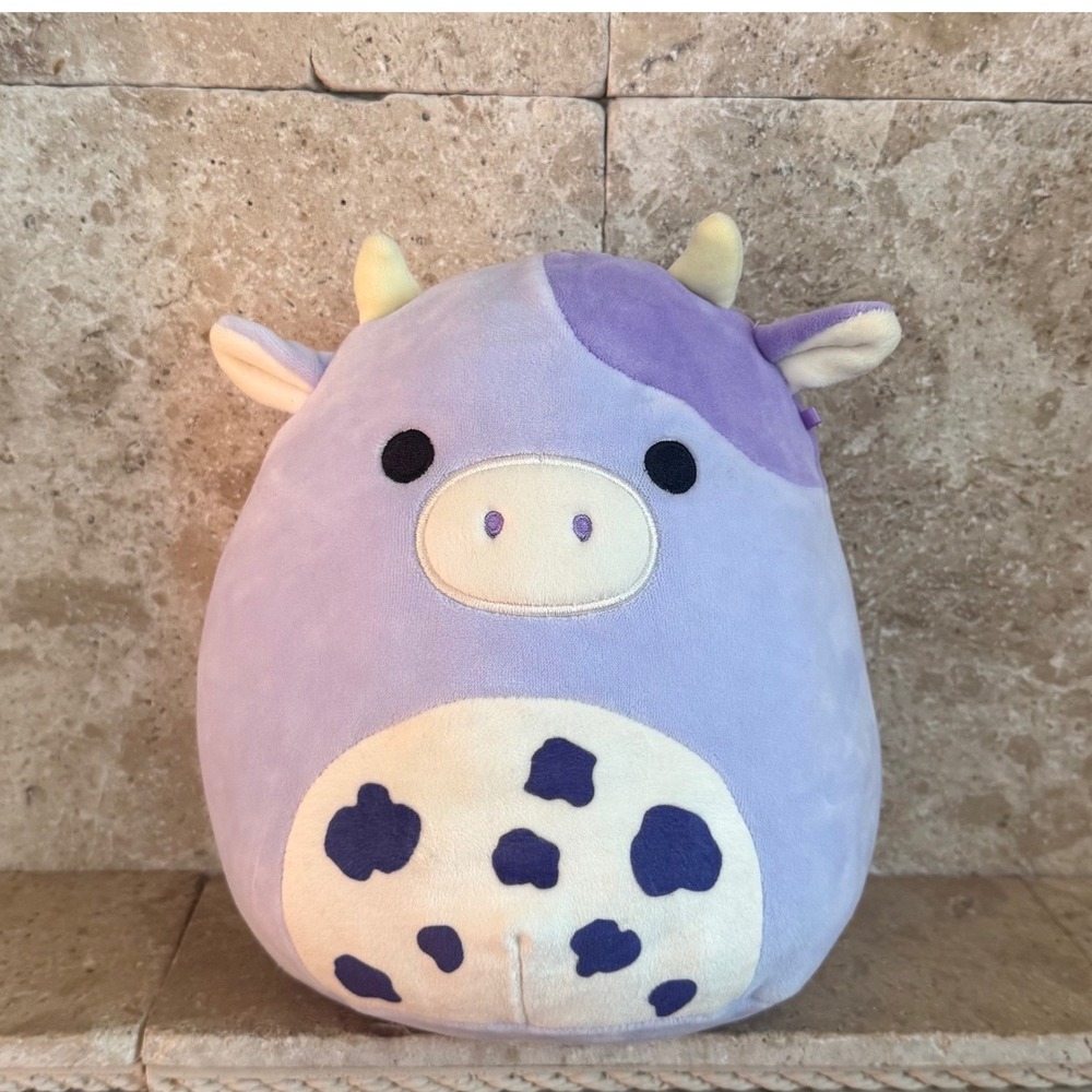 Original Squishmallow Bubba the Purple Cow 8" Plush Kellytoy Farm Animal Stuffed